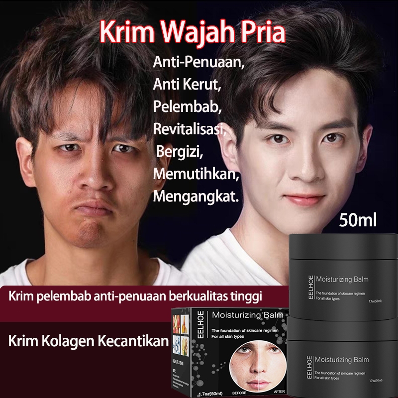 Cream Wajah Pria Krim Pemutih Wajah Cream Pelembab Wajah 50ML Pelembab Anti-Kerut Produk Perawat Kul