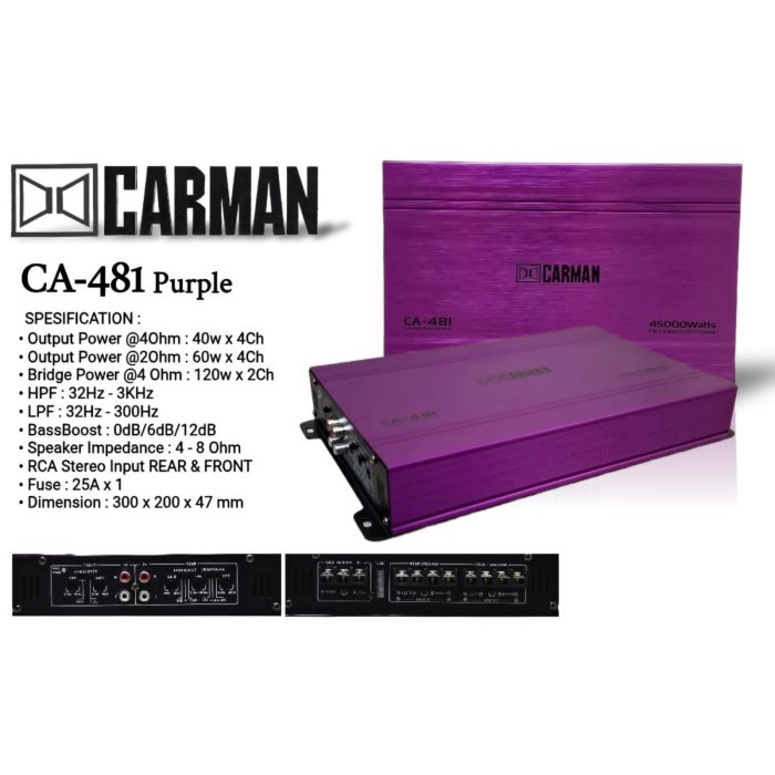 Power 4 Channel Carman 45000 Watt Power Carman CA-481 Power Mobil Amplifier Carman Audio Mobil