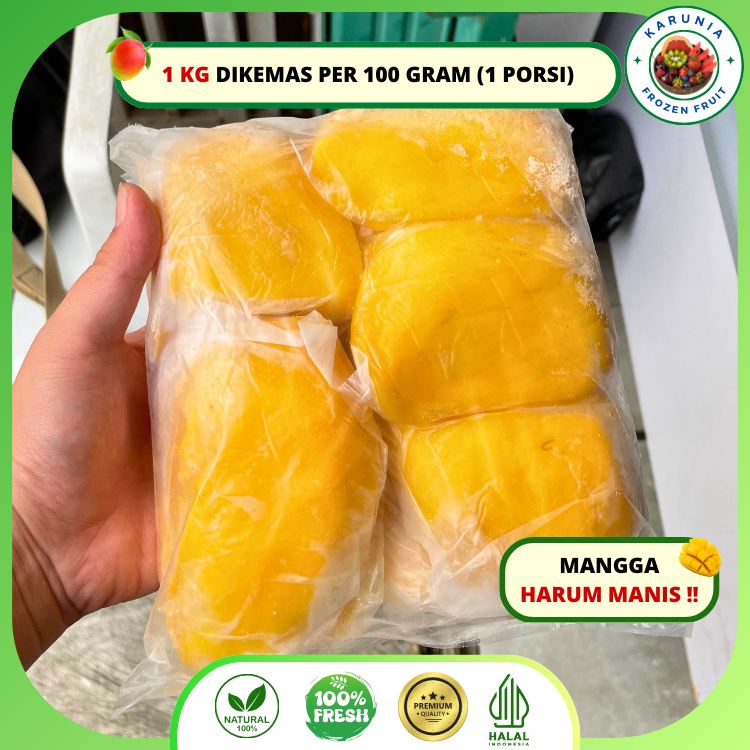 

MANGGA FROZEN/ BUAH BEKU MANGGA/ FROZEN FRUIT MANGO MANIS 1KG KEMASAN 100GRAM