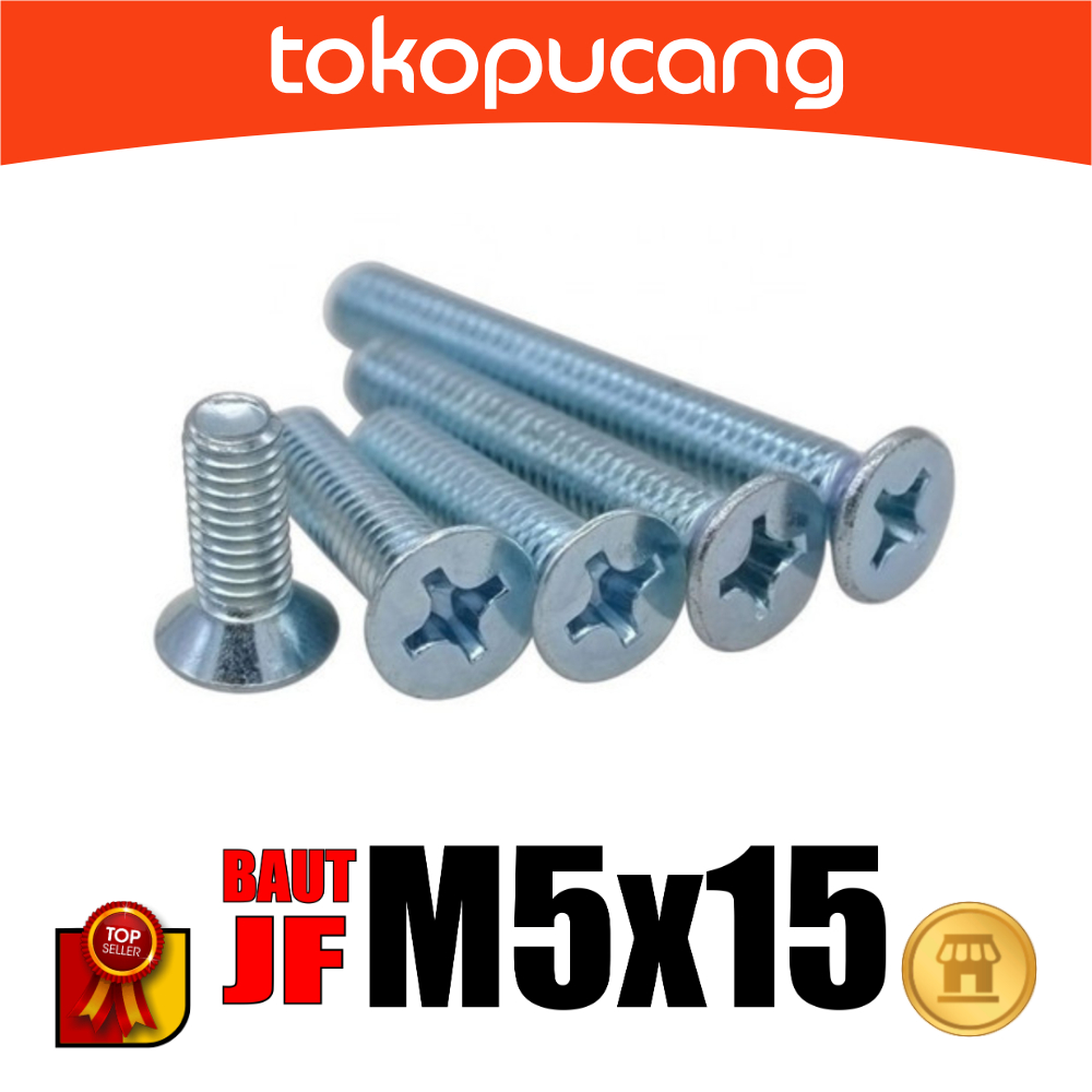 100pcs Baut JF M5X15 mm Baut Obeng Plus M5x15mm Baut Plus M5 x 15mm