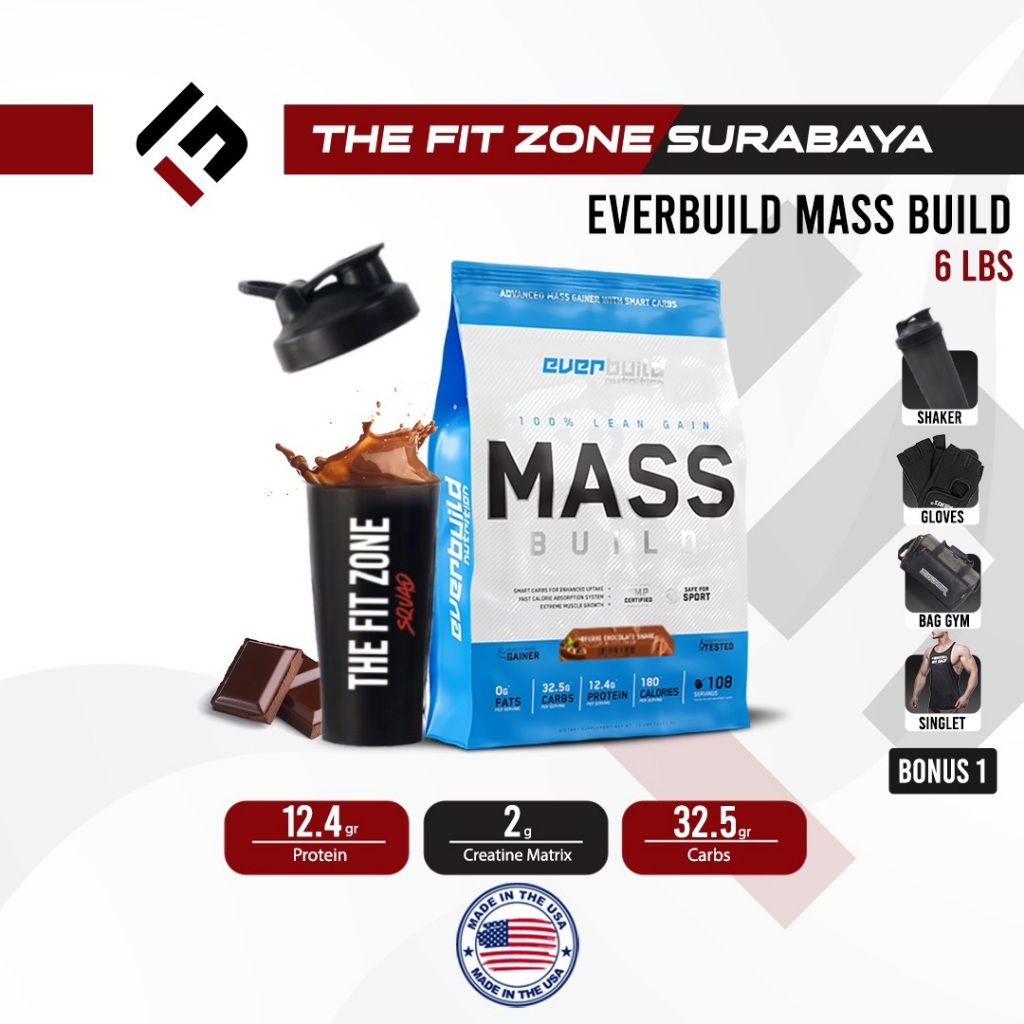 EVERBUILD Mass Build Gainer 6 Lbs Lean Mass Susu Penambah Berat Badan
