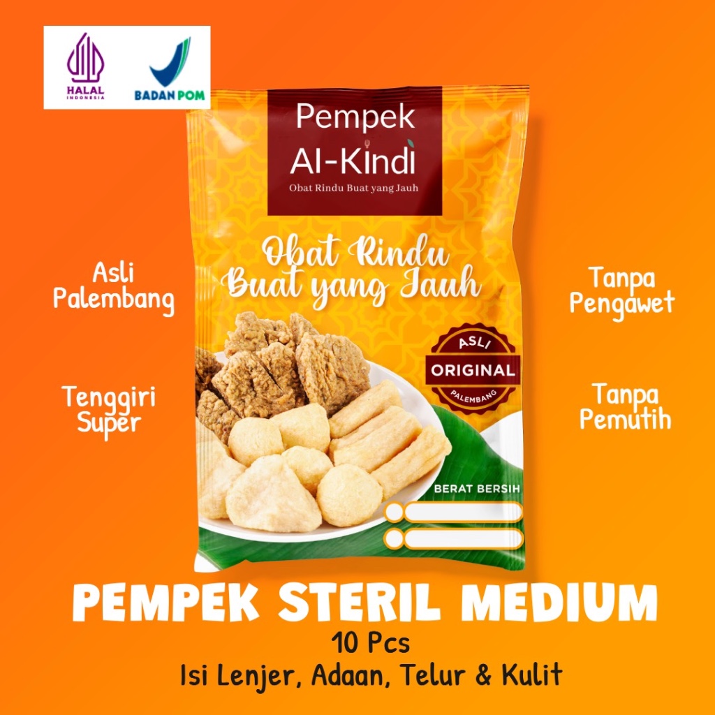 

Pempek Palembang Asli Super Murah AlKindi 10 pcs Palembang Asli SIZE MEDIUM Lenjer, Kulit & Telur