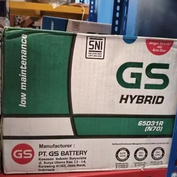 Aki Mobil GS Hybrid N70 (65D31R)  12v 70ah 100% ORI /  AKI Basah Untuk mobil type Kijang, Kuda, L300