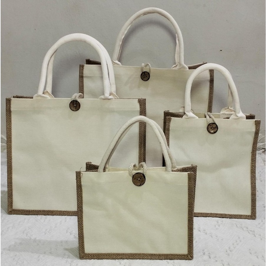 

readyy!!! Tas Jute White / Tote Bag Karung Goni / belanja / Reusable / Hampers / New Model