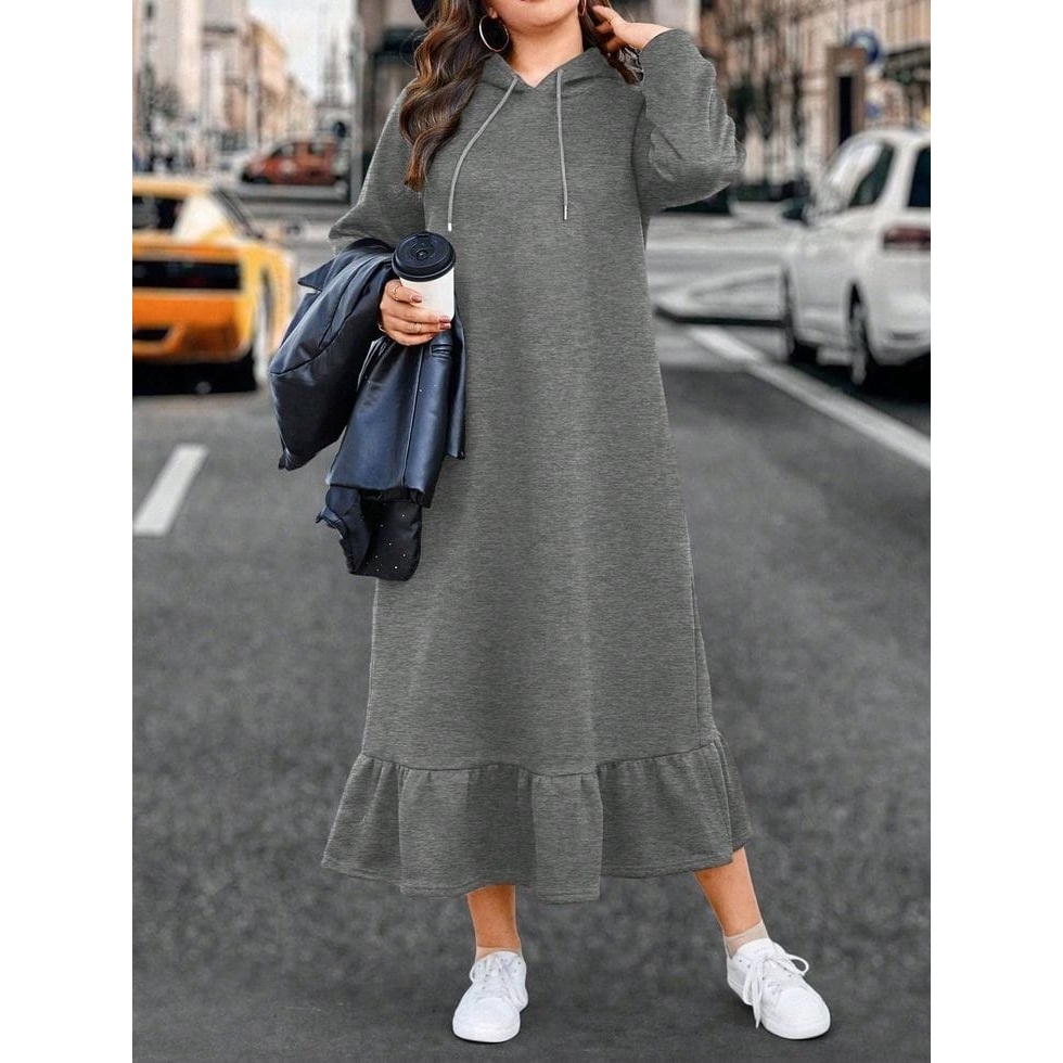 Zida Matiin - Premium Fleece - Ramina Midi Dress | Hoodie Wanita Kekinian