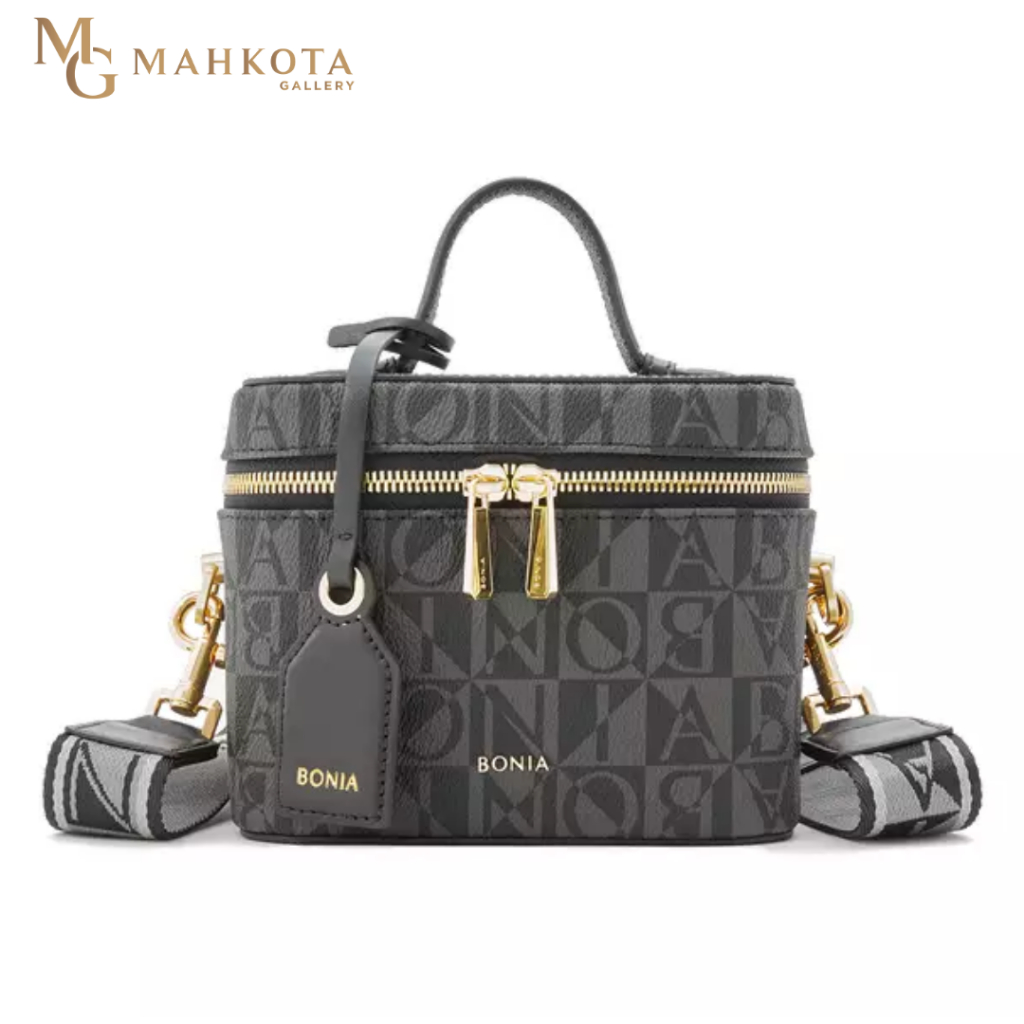Tas Selempang Wanita Bonia 801.391.302 Black Teana Monogram Satchel Box Bag