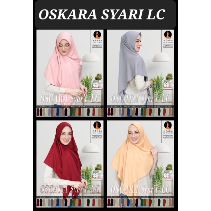 hijab segi 4 oskra syar,i lc polos azara