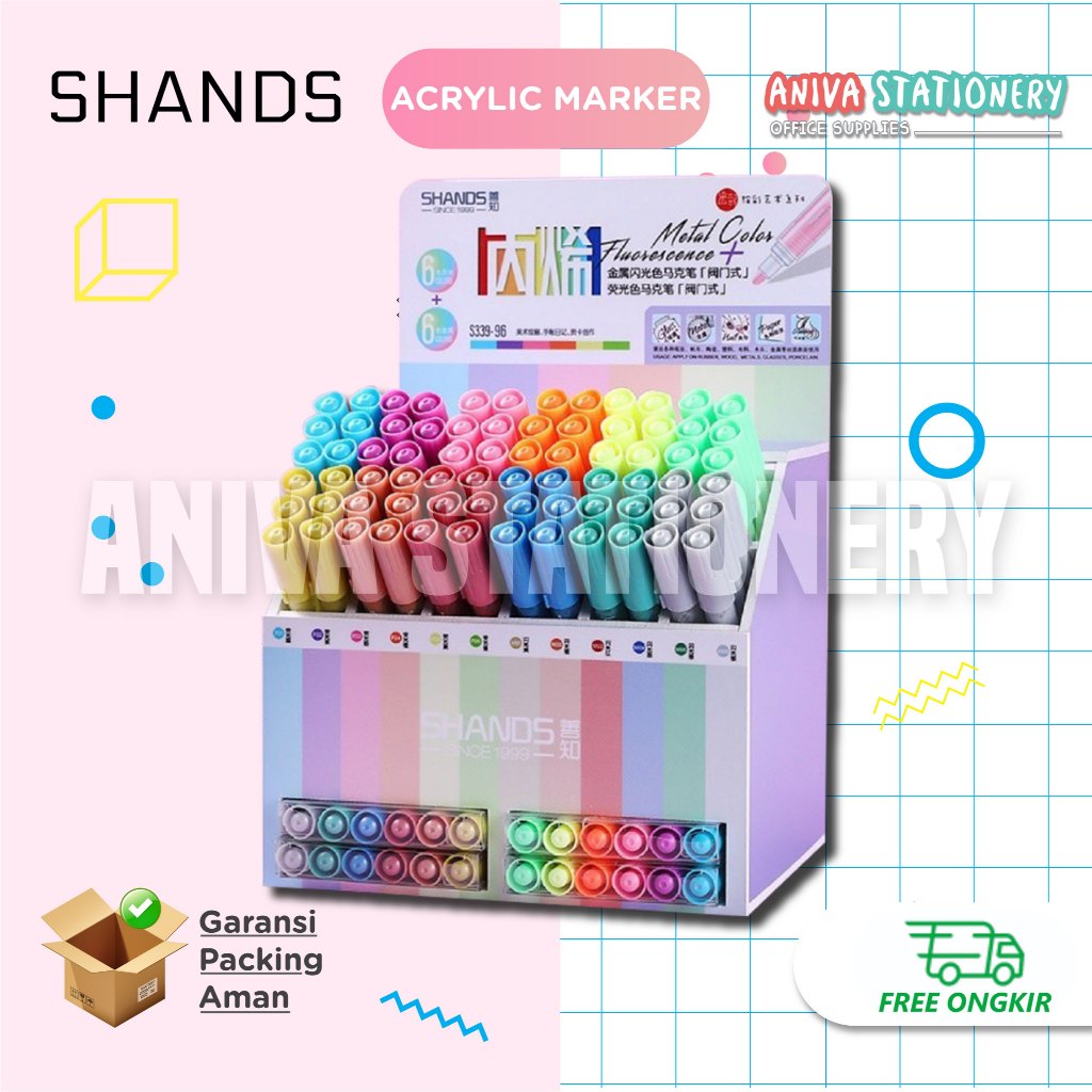 

SHANDS ACRYLIC MARKER PEN SPIDOL AKRILIK METAL & FLUORESCENCE COLOR PERMANENT