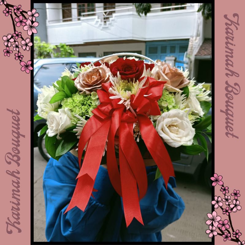 LANGSUNG JADI Buket Bunga Flower Basket Mix Flower Large Buket Wisuda / Bouquet Bunga / Bucket Bunga