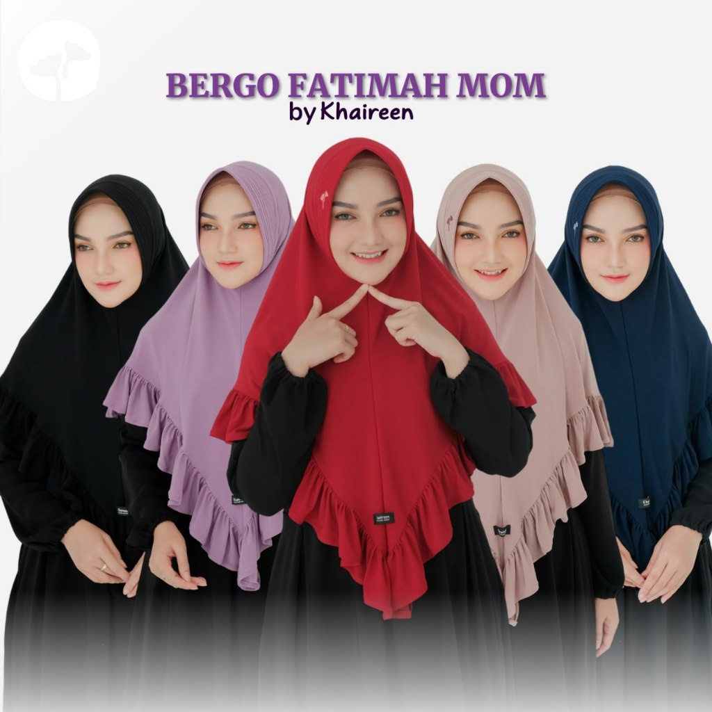 KHAIREEN Bergo Fatimah Mom Bergo Kaos Hijab Instan