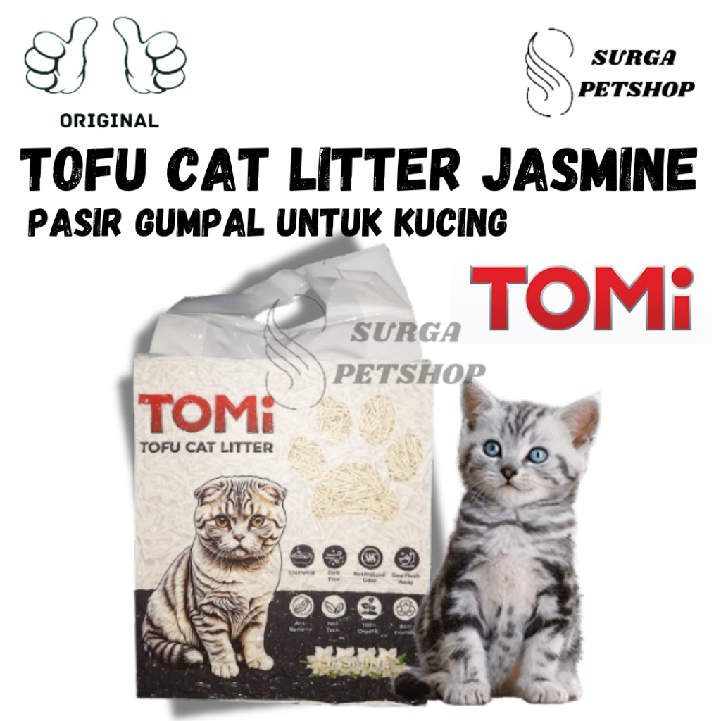 TOMI Tofu Cat Litter Jasmine 7 L 2,5 kg Pasir Gumpal Untuk Kucing Flushable Melati 7 Liter 7L dari K