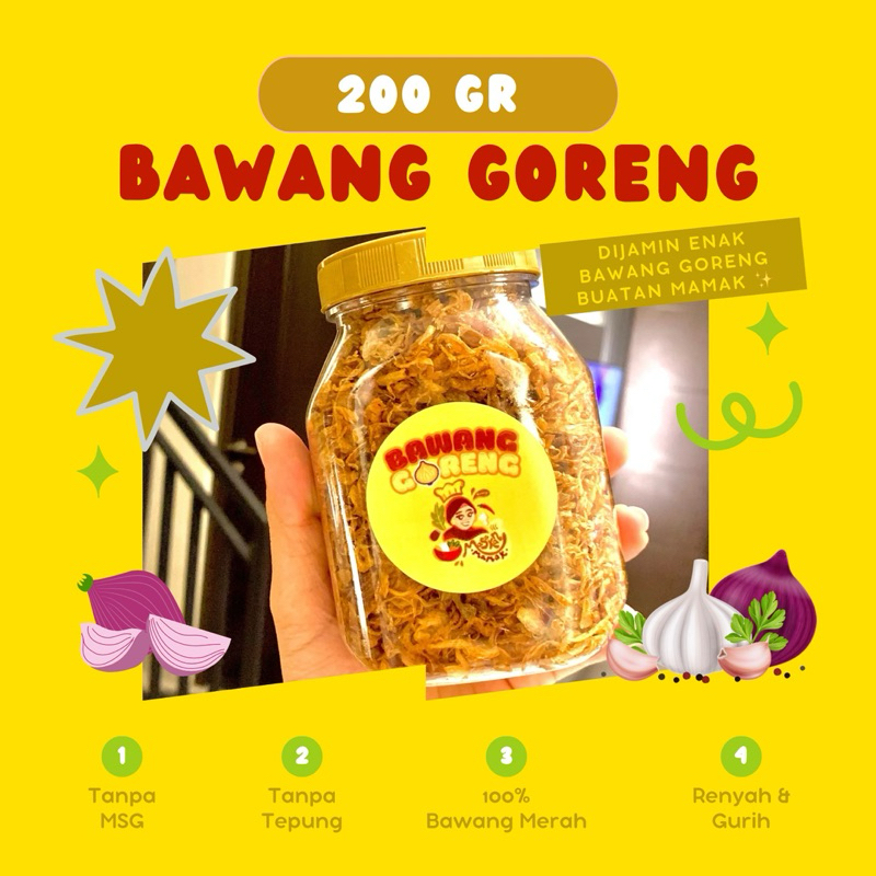

Bawang Goreng 200gr 100% Bawang Merah Murni Premium