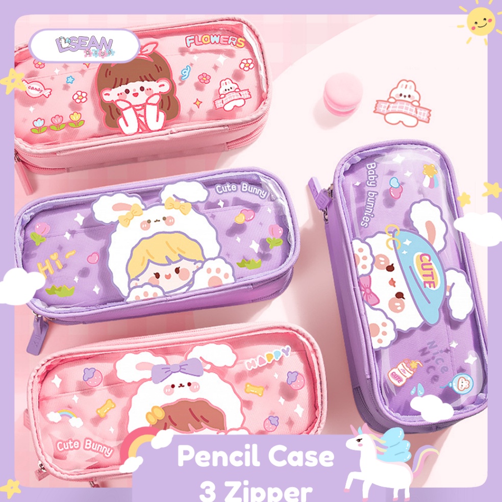

KODE B2X8 TEMPAT PENSIL LUCU KOREA KARTUN LUCU 3 ZIPPER KAPASITAS BESAR MULTIFUNGSI CASE