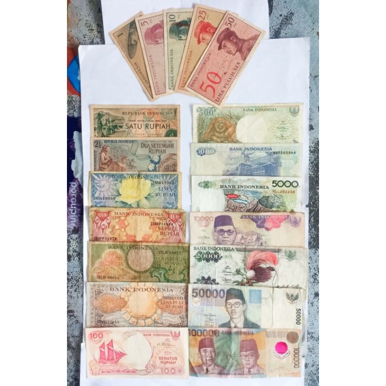 KODE O66Z murah full set uang kuno indonesia dari 1 sen sampai 1 ribu 1 rupiah idr polimer sukarno h