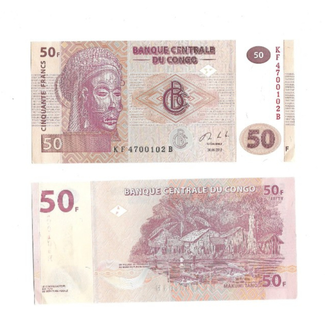 Uang Kuno Asing Congo 50 Francs 2013