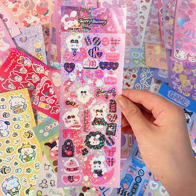 

UKURAN LEBIH BESAR ISI 11 Stiker DIY Lucu Ala Korea Sticker Glossy Pack Dekor Photocard Souvenir KODE N2H6