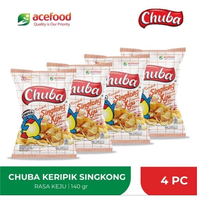 

Grosir Berkah Jaya | Chuba Keripik Singkong Keju 140 Gr - 4 Pcs