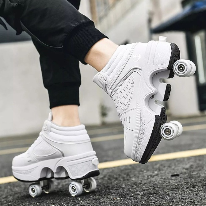 Sepatu Roda 4 Roda Kick Roller Fashion Shoes Skate Dewasa Anak  Putih 4 l W2A7