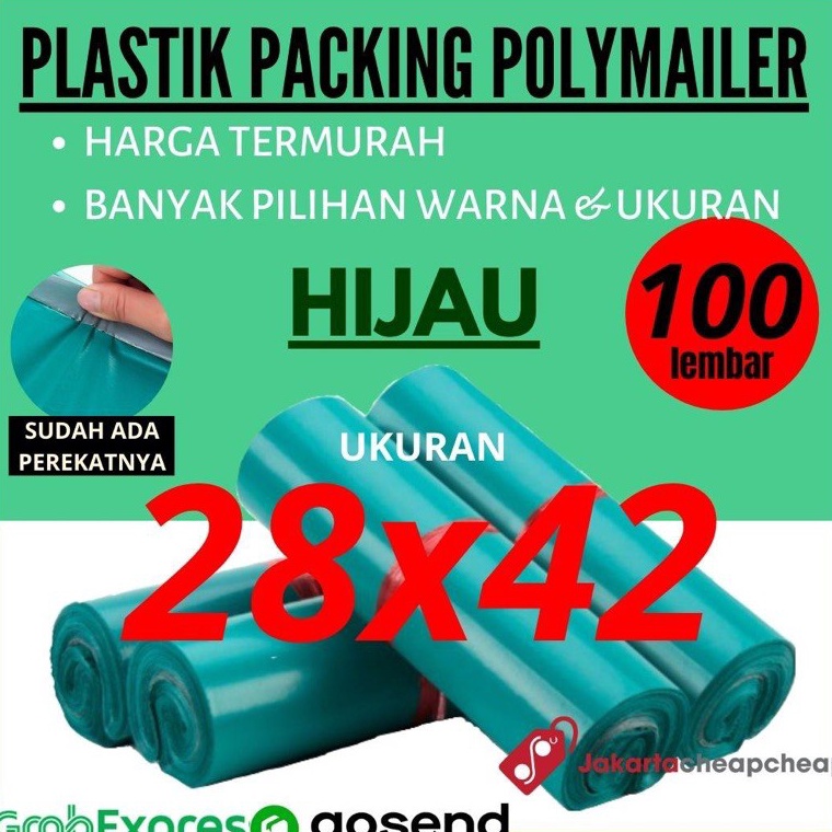 

JCP2 Plastik Packing Polymailer 28x42 Hijau Amplop Packing Online Termurah t Q1D8