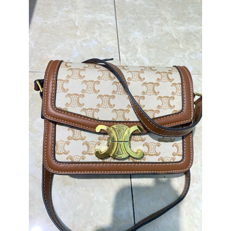 (Baca Deskripsi Membeli Berarti Setuju) Preloved/PL Tas Brand Celine Paris Cream/Coklat