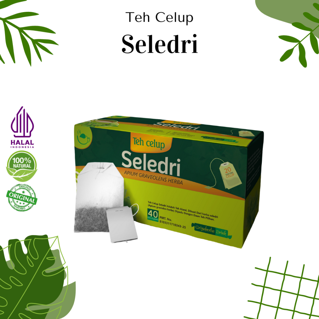 

Teh herbal daun seledri Griya Herba untuk Menurunkan tekanan darah tinggi aman alami untuk darah tinggi