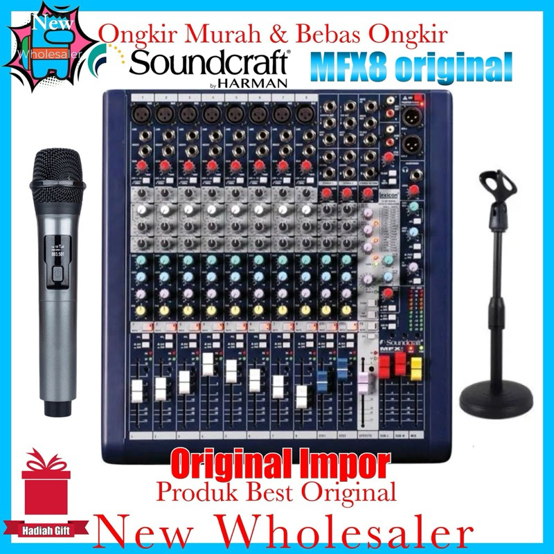 Mixer Audio 8 channel Soundcraft Mfx8new Original Impor efek Lixicon