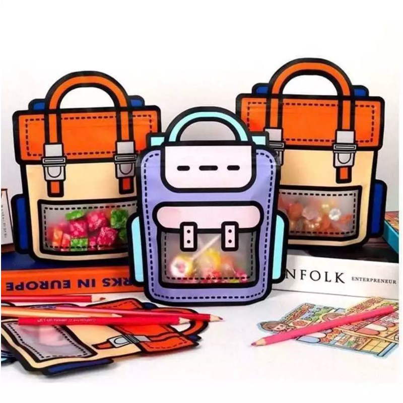 

PLASTIK BINGKISAN ZIPLOCK STANDING GOODIE BAG KEMASAN COOKIES CANDY 3D CUTE/ TAS GOODIE BAG LUCU / TAS SPUNBON NONWOVEN / TAS SOUVENIR / TAS ULANG TAHUN ANAK