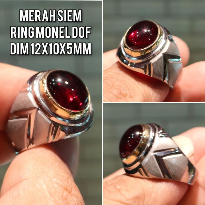 CINCIN PRIA BATU MERAH DELIMA RING MONEL DOFF