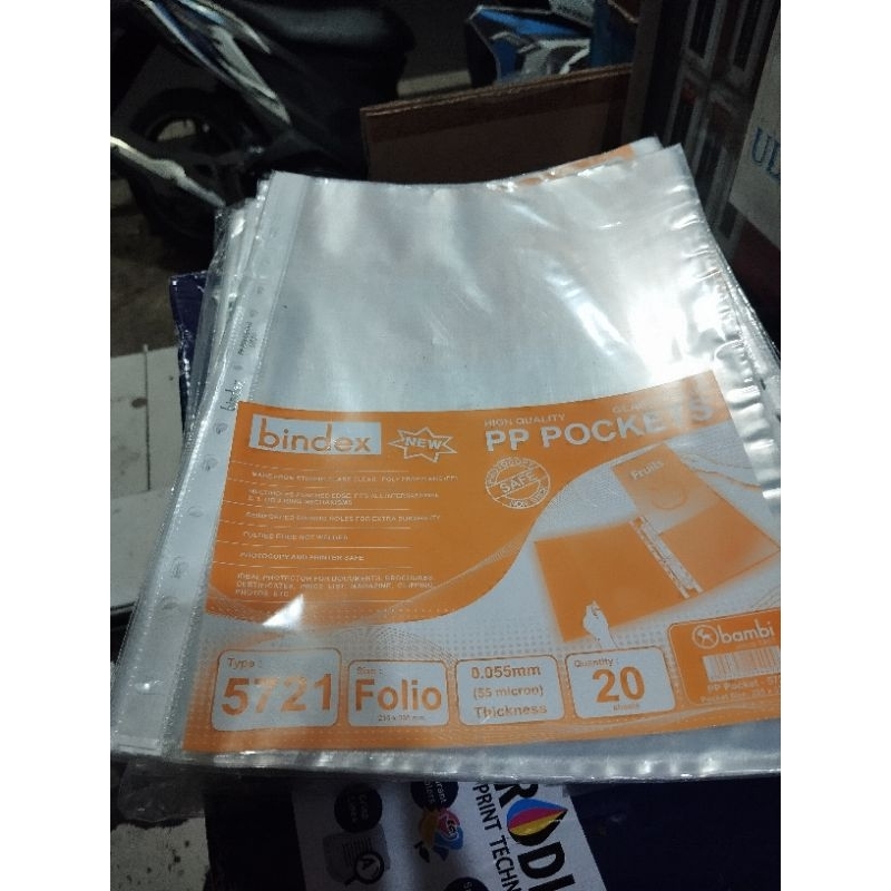 

PP pocket bindex F4 1 pack isi 20 sheets
