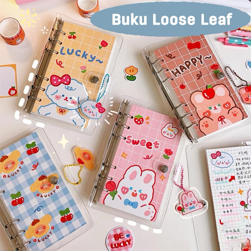 

KKGOOD Buku Catatan Notebook Binder Loose Leaf PVC A6 Cute Rabbit Polos Transparan Bening Journal Jurnal Journaling KK50 7ROTPLPN