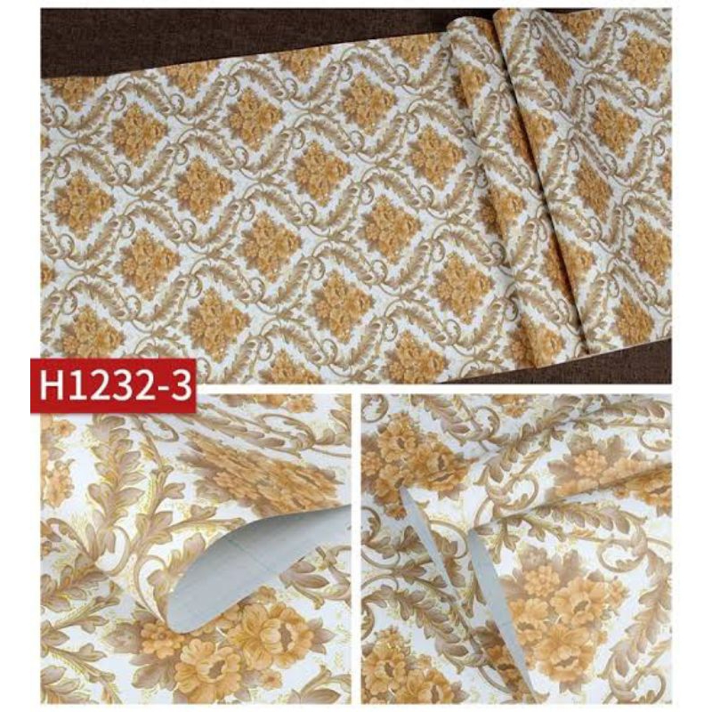 Wallpaper Sticker Dinding Motif Dan Karakter CY1016 Ukuran 8-9 Meter Batik Coklat Klasik Termurah
