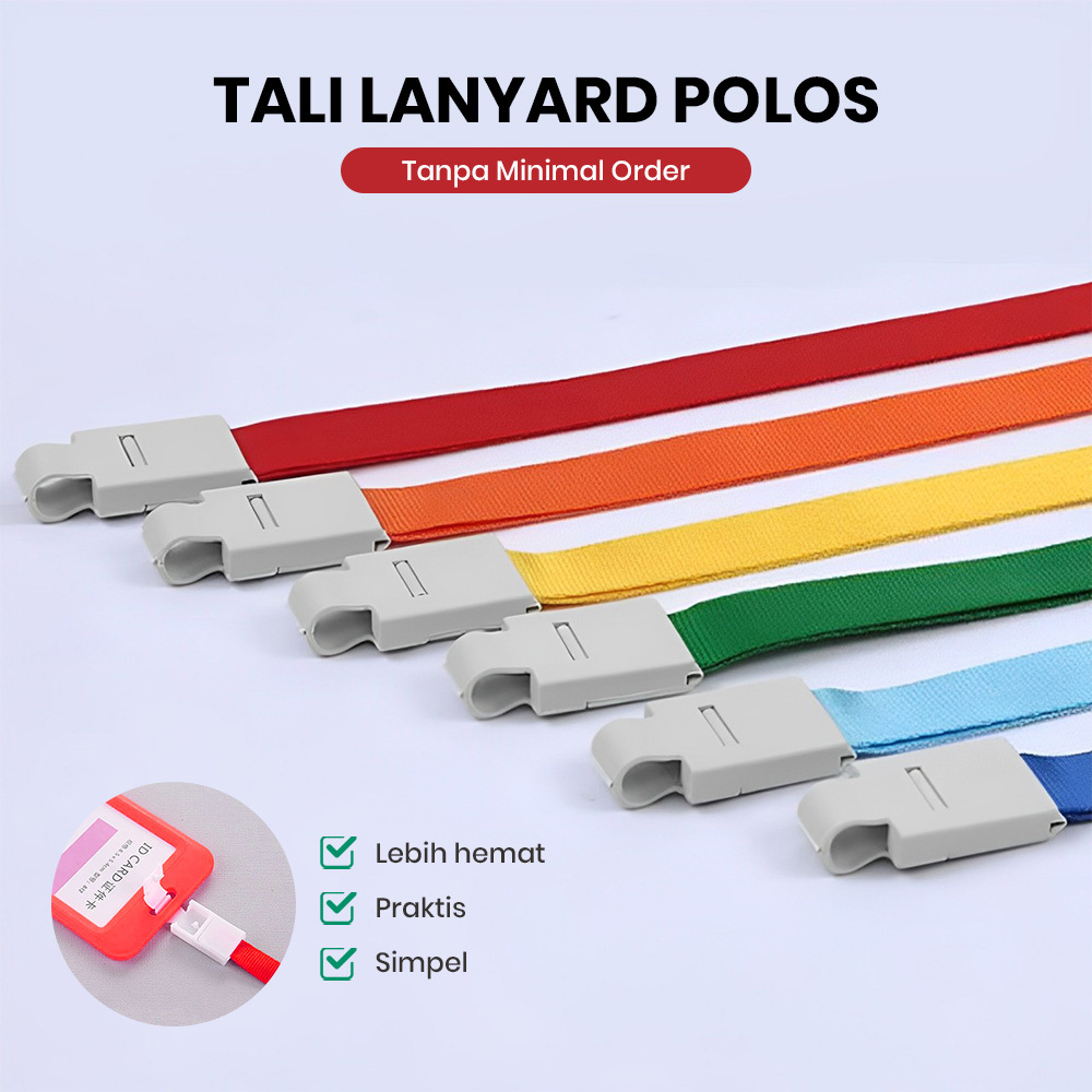 

TALI LANYARD POLOS MODEL JEPIT 1CM HOLDER ID CARD TANPA MINIMAL ORDER GANTUNGAN TALI PANITIA