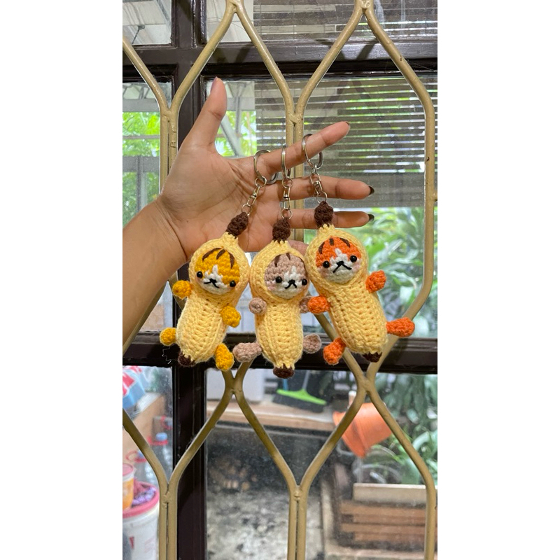 PO | GANTUNGAN KUNCI PREMIUM Cat Banana Keychain
