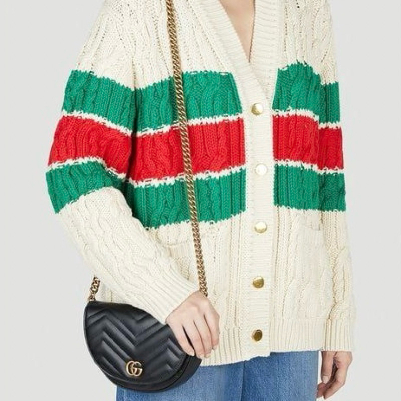 Original Gucci GG Marmont Mini Half Moon Crossbody Bag