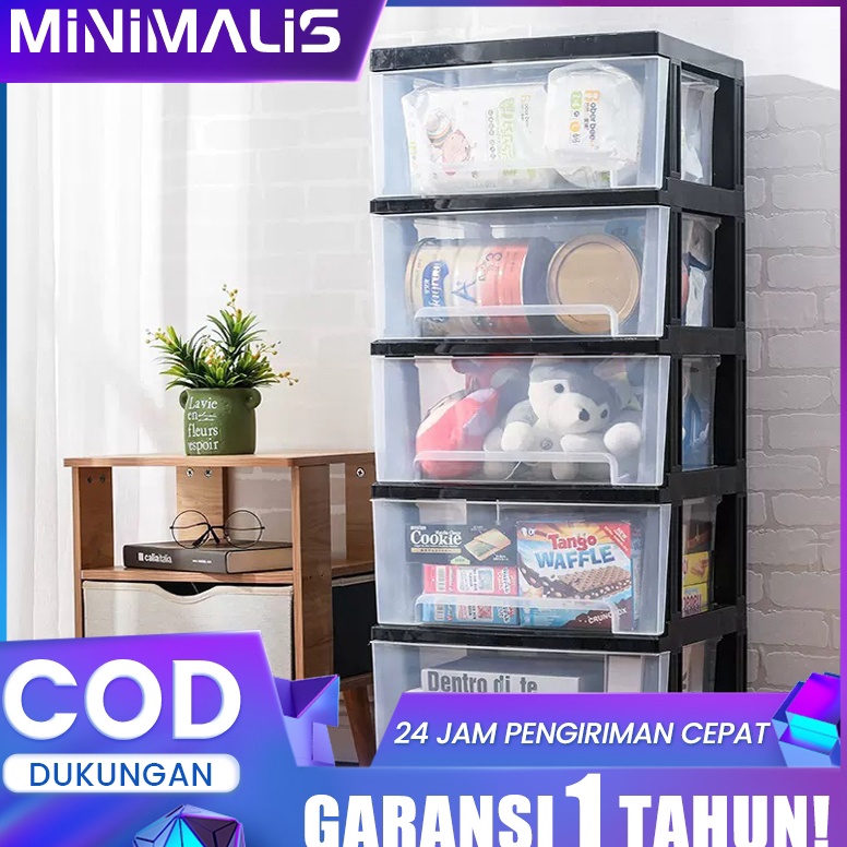 Telah Hadir Minimalis Lemari Plastik Transparan Kabinet Penyimpanan MultiLaci Lemari Penyimpanan Mul