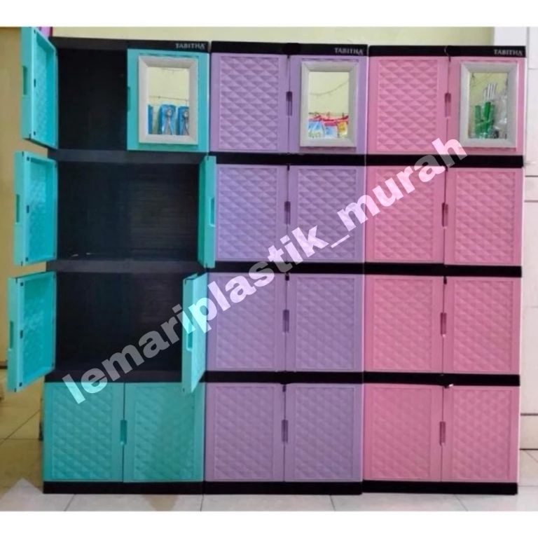 Tren Kekinian lemari plastik kaca  lemari baju kaca  lemari rak serbaguna kaca