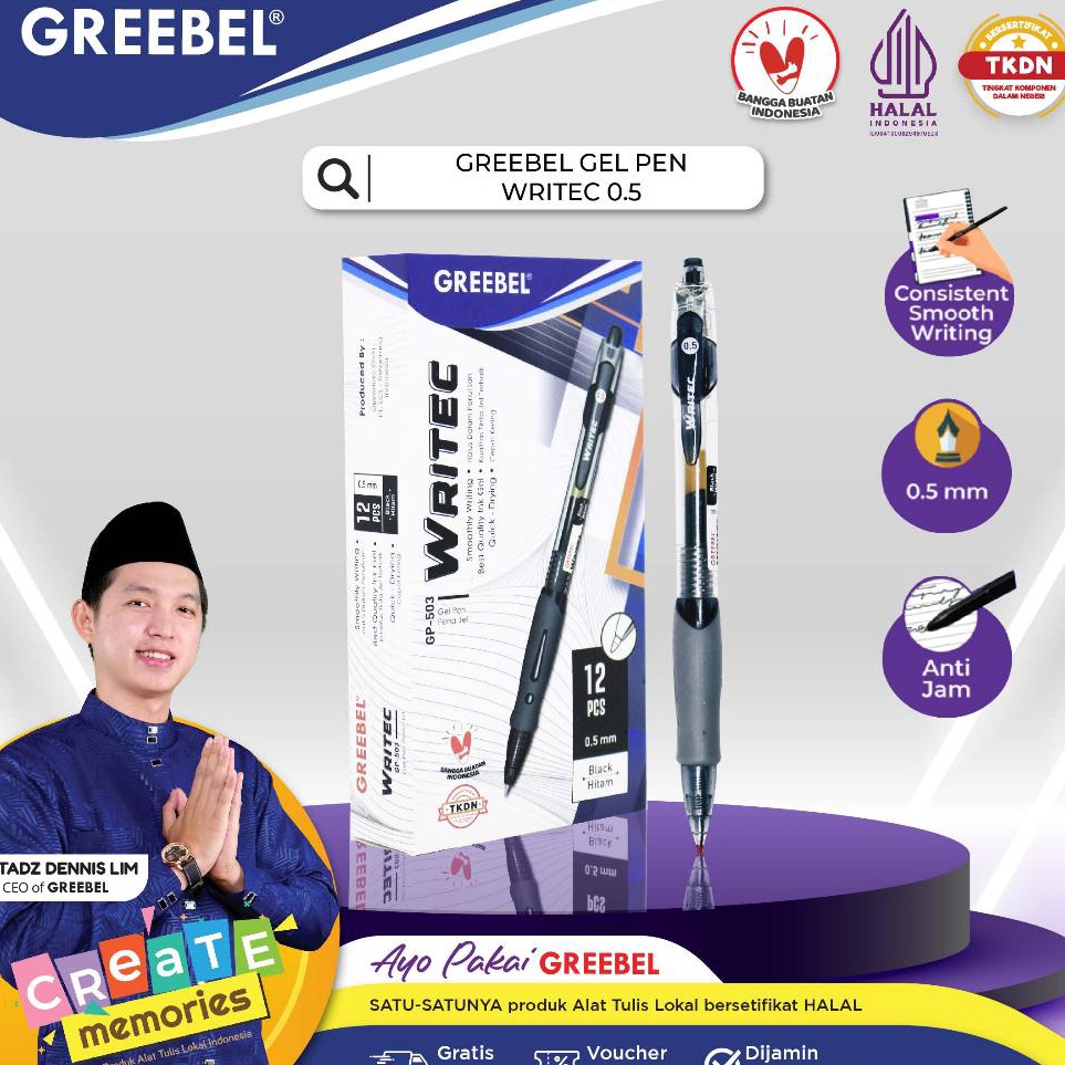 

KODE L7P4 GREEBEL GEL PEN GP53 WRITEC 5 Pulpen Gel Pulpen Greebel Pen Gel Ballpoint Gel