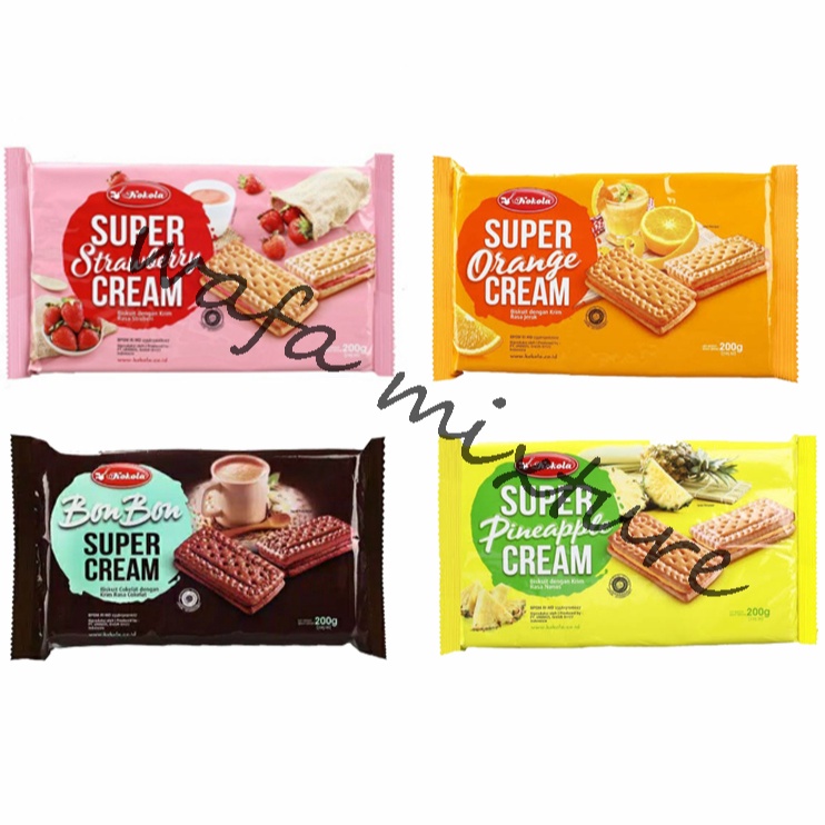 

ORIGINAL Bsikuit Kokola Super Cream Sandwich Coklat Orange Strawberry Pineaple 18grm cocok u bingkisan hajatan acara nikahan hampers parcel lebaran idul Fitri