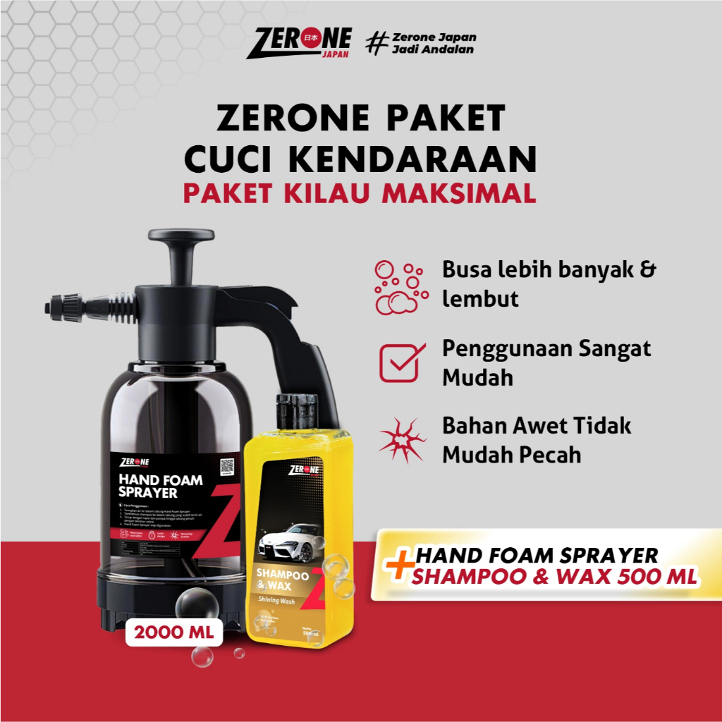 TERLARIS [ Paket Lengkap Cuci Kendaraan ] Shampoo & Semprotan Cuci Motor dan Mobil Salju Zerone