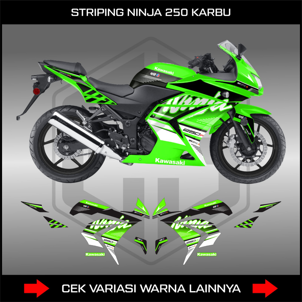 STRIPING NINJA 250 KARBU, STIKER DECAL NINJA KARBU, STOCK DECAL MOTORCYCLE KAWASAKI NINJA 250 KARBU