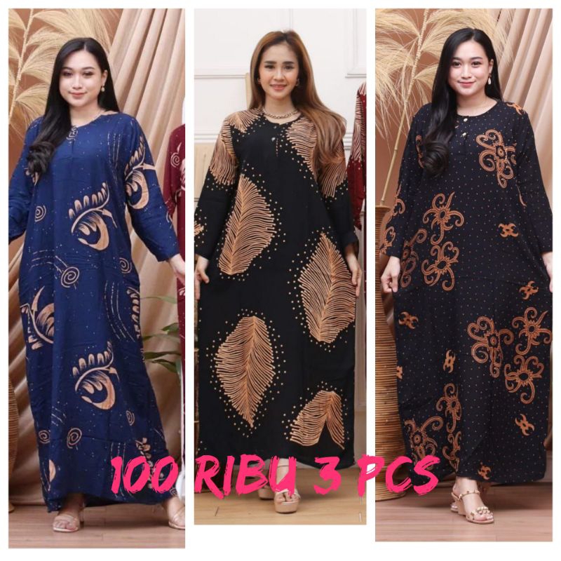 daster 100 ribu dapat 3 pcs daster lengan panjang busui kancing depan baju wanita hamil dan menyusui