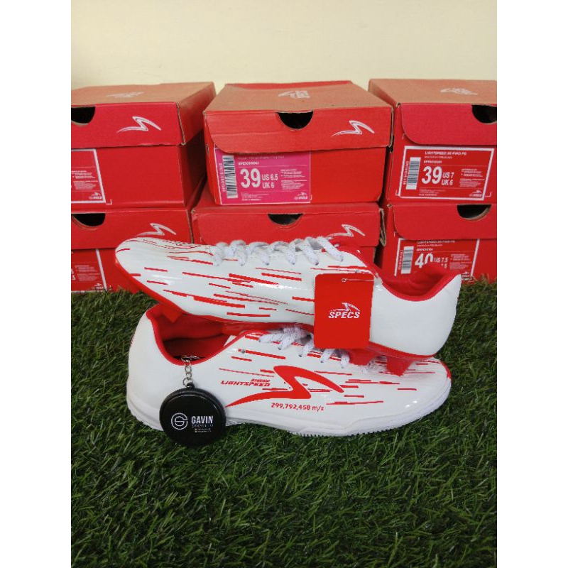 Sepatu Specs Lightspeed Reborn FG/IN White/Emperor Red Original