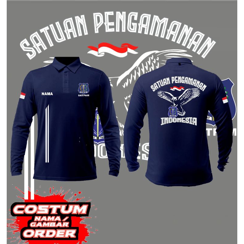 kaos pria satpam polo lengan panjang/security terbaru
