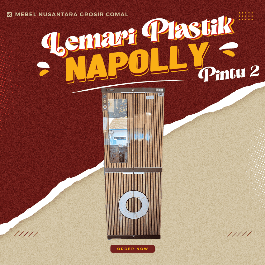 LEMARI PLASTIK NAPOLLY PINTU 2|LEMARI PLASTIK NAPOLLY MODEL KAYU|LEMARI PLASTIK NAPOLLY MURAH|LEMARI