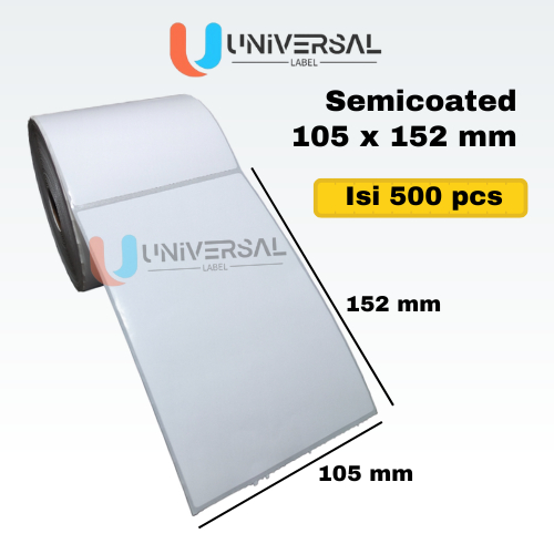 

Label Barcode 102 x 152 mm 1 Line Core Kecil isi 500 pcs Kertas Sticker Label Semicoated