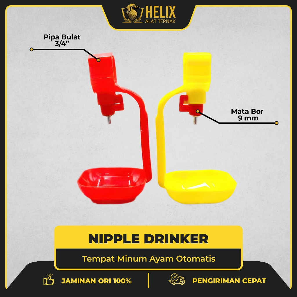 Nipple Drinker Cup Mangkuk Sendok Tempat Minum Ayam Otomatis Broiler Pipa Bulat 3/4" Nipel Nepel