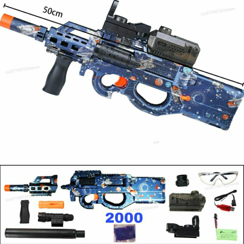 Mainan DiyP90 Water Gel Blaster Gun Manual Dan Auto Mode Best Quality Mainan Anak Luar Ruangan Batra