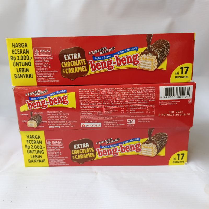 

beng beng extra chocolate & caramel isi 17 bungkus per box