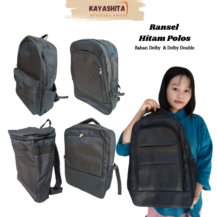 Tas Ransel Sekolah Serbaguna Warna Hitam Polos Untuk Cewek Maupun Cowok Grosir
