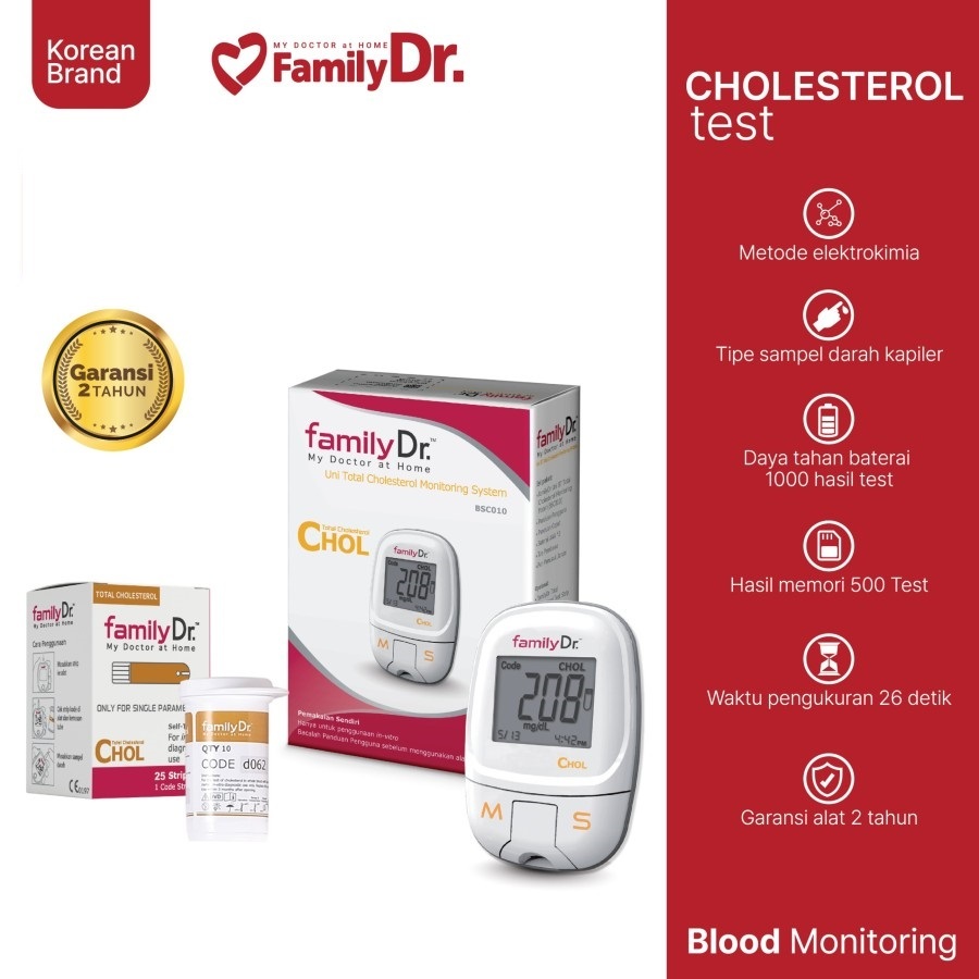 FamilyDr Alat Cek Kolesterol / Alat Test Kolesterol